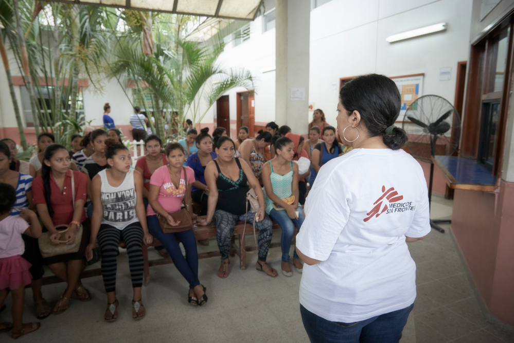 Atividade de promoção de saúde conduzida por MSF em Choloma. Honduras: “Passamos de sete a trinta partos por mês”